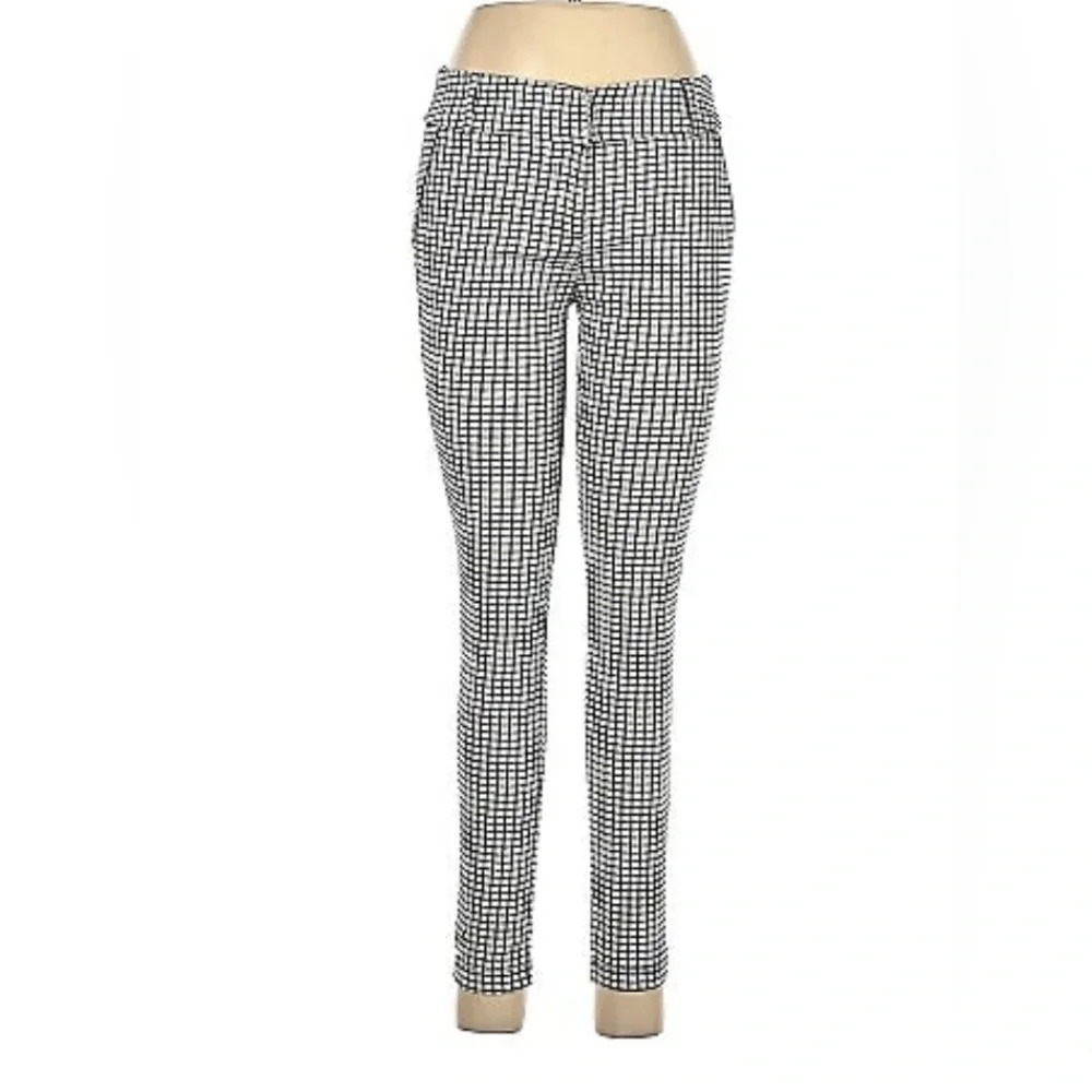 SZ M  women shinestar Houndstooth Skinny Dressy Pants black & white - Picture 2 of 7